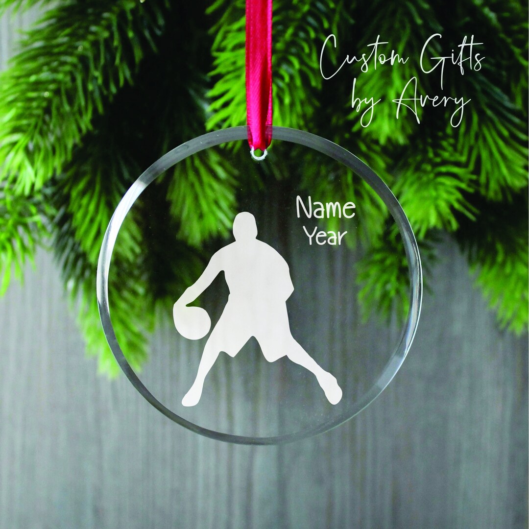 Personalized GLASS Male Basketball Player Ornament Personalized