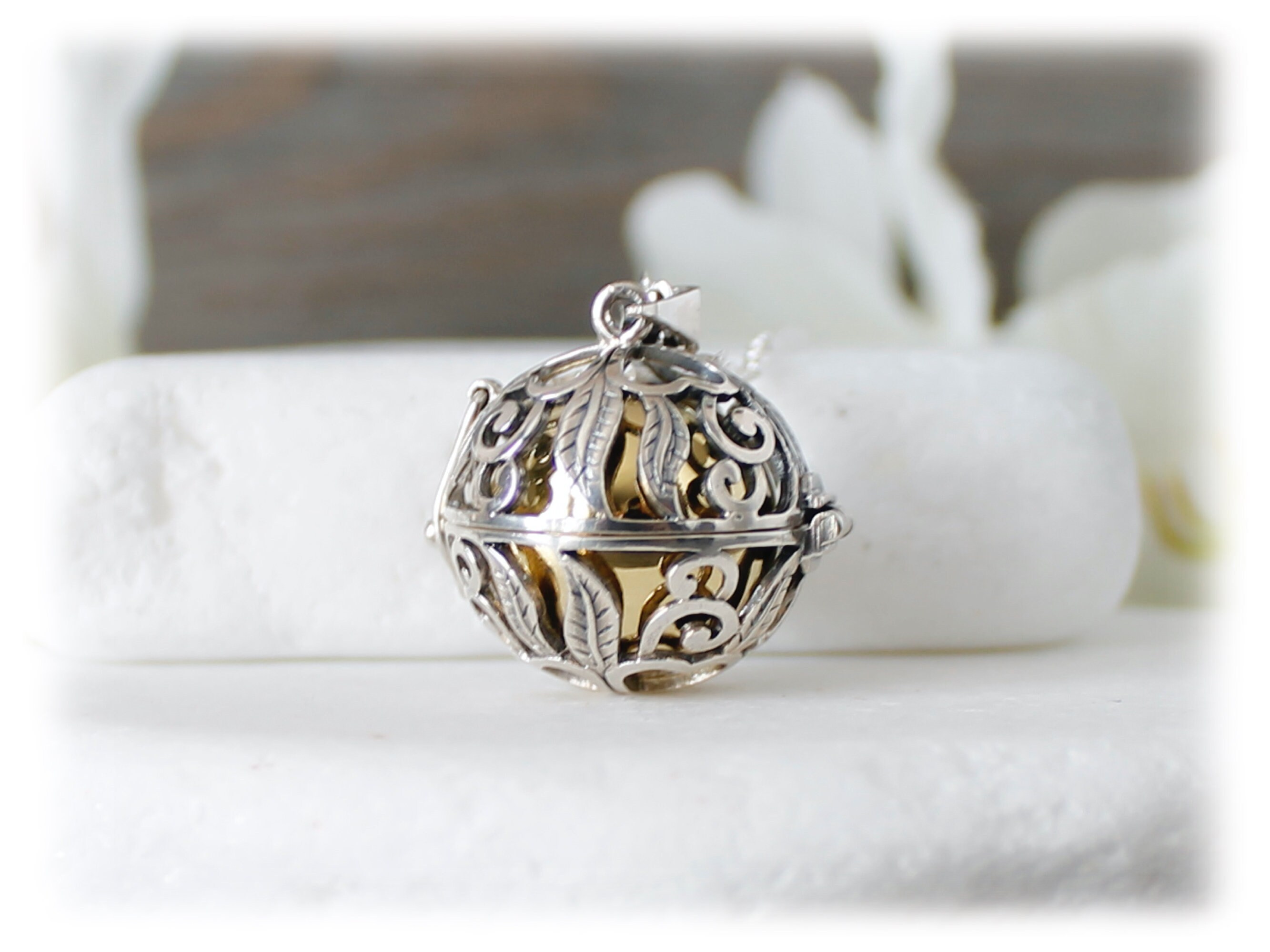 Sterling Silver Harmony Pendant Necklace * 20mm Leaf & Heart