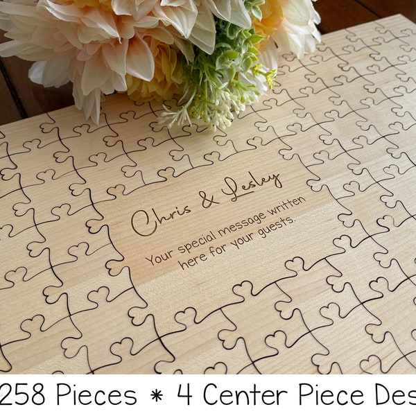 30-258 Piece Puzzle Guestbook * Jigsaw Guestbook Alternative * Personalized Wooden Puzzle * Wooden Guest Book * Wedding Heart Puzzle