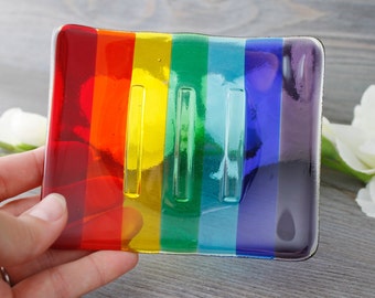 housewarming gift Handmade ceramic soapdish handmade gift bathroom accessories rainbow earthenware handmade soap holder