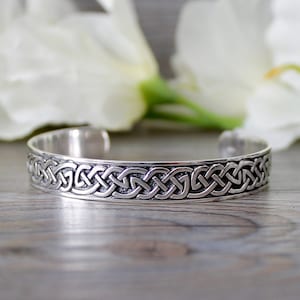 SOLID Sterling Silver Celtic Cuff Bracelet * Celtic Bangle * Adjustable Silver Cuff Bracelet * Gift for Her * Infinity Knot Bracelet