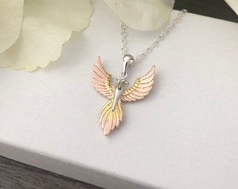 Sterling Silver Phoenix Necklace * Phoenix Charm * Phoenix Jewelry * Roes Gold * Gold * Gift for Her * Journey * New Beginning * Mythology