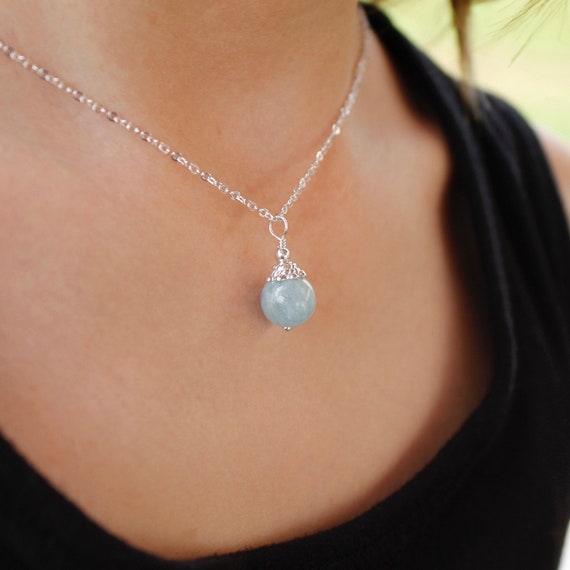 Minimalist Aquamarine Necklace Aquamarine Pendant 925 - Etsy Australia