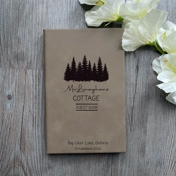 Personalized Cottage Guest Book Leather Journal Notebook Etsy