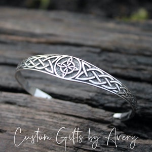 SOLID Sterling Silver Celtic Witches Knot Cuff Bracelet *Wiccan Bangle * Adjustable Bracelet