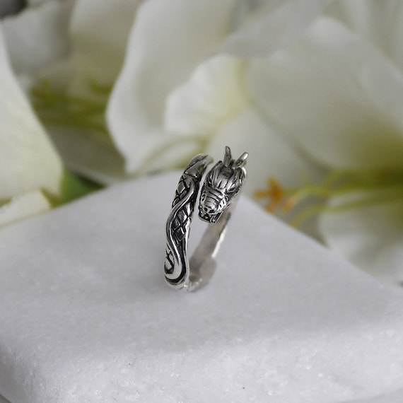 Adjustable Silver Rustic Moon Ring