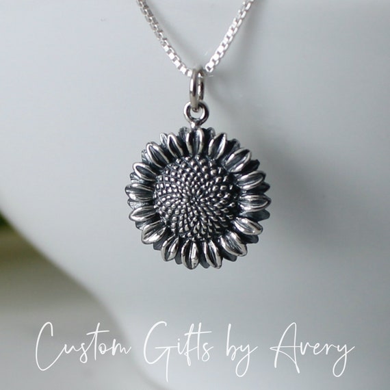 Sterling Silver Sunflower Pendant Necklace 925 Sterling Silver