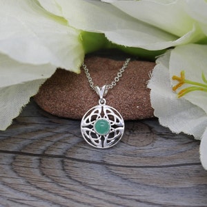 Genuine Emerald Necklace * Sterling Silver Emerald Pendant * Celtic Knot * Circle Pendant * Gift for Her * May Birthstone