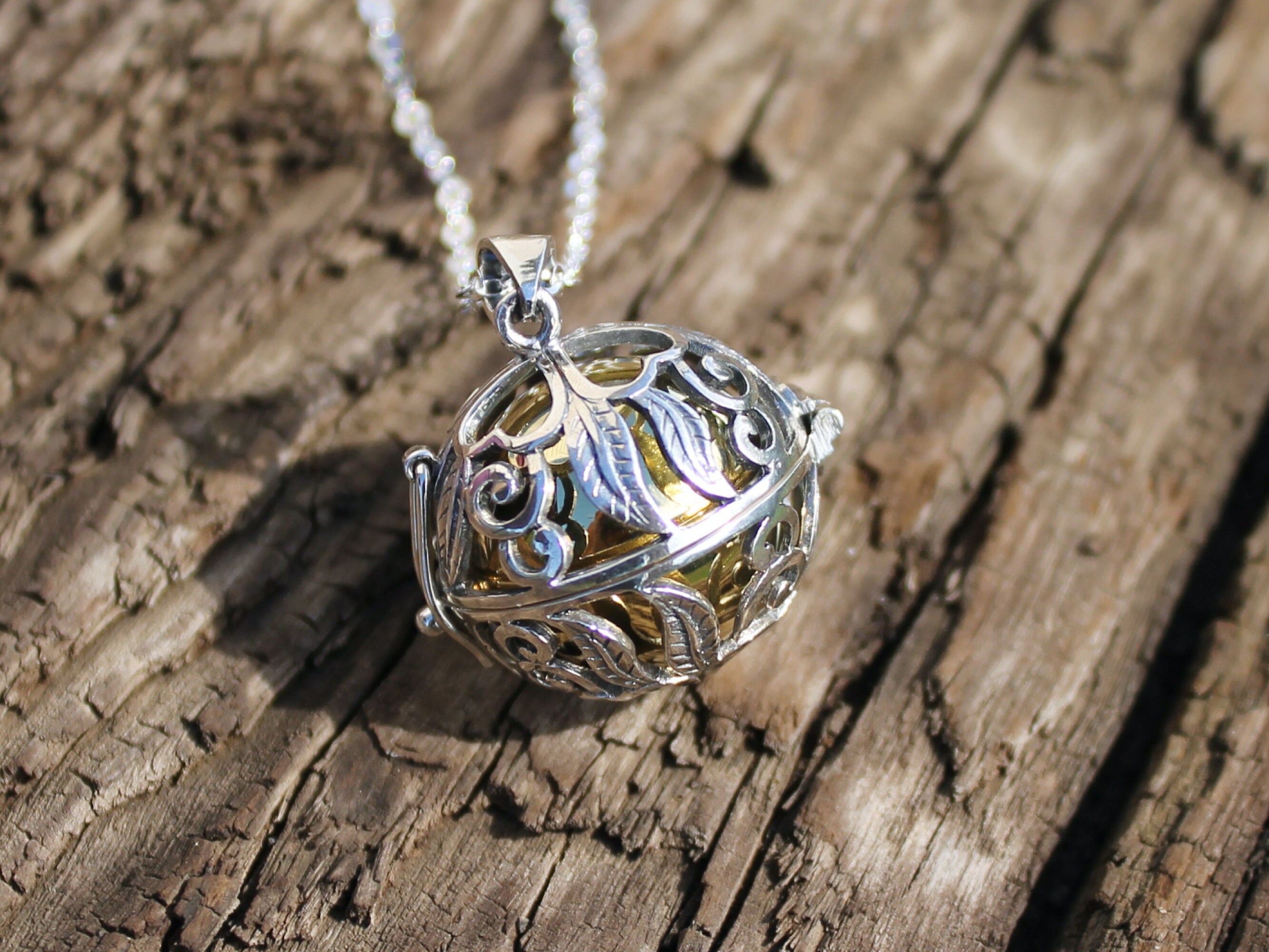 Sterling Silver Harmony Pendant Necklace * 20mm Leaf & Heart