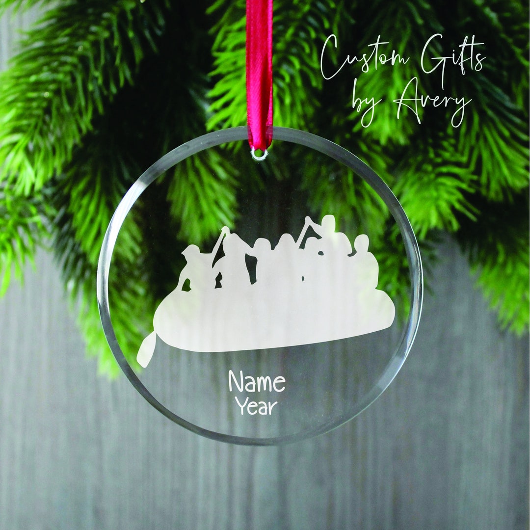 Personalized GLASS White Water Rafting Ornament Round Glass Ornament