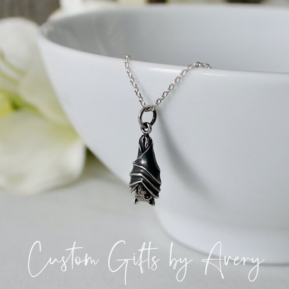 Sterling Silver Whitby Jet Hugging Bats Necklace | British Diamond Company