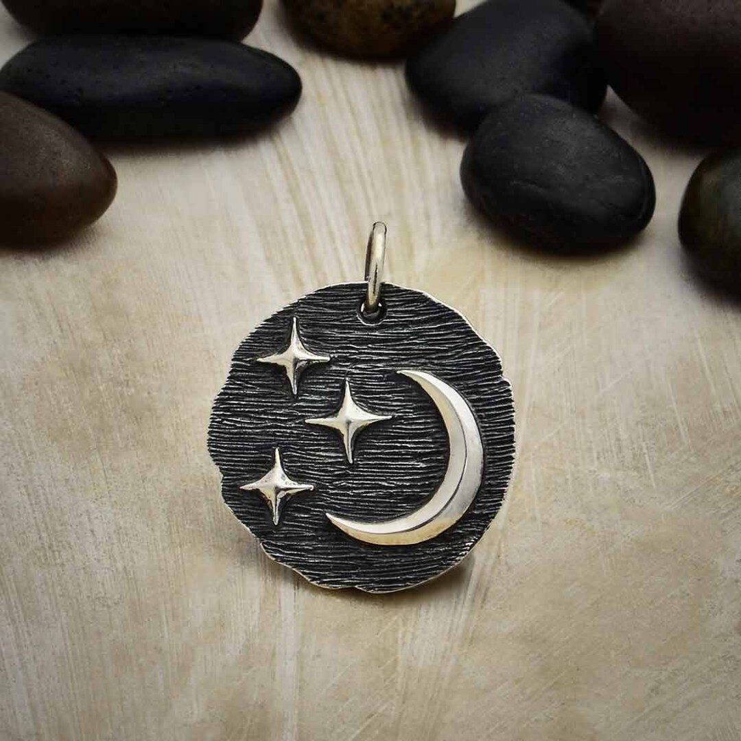 WithLoveSilver Sterling Silver Celtic Moon & Sun Pendant - Universe Stars Design, .925 Silver Jewelry Gift