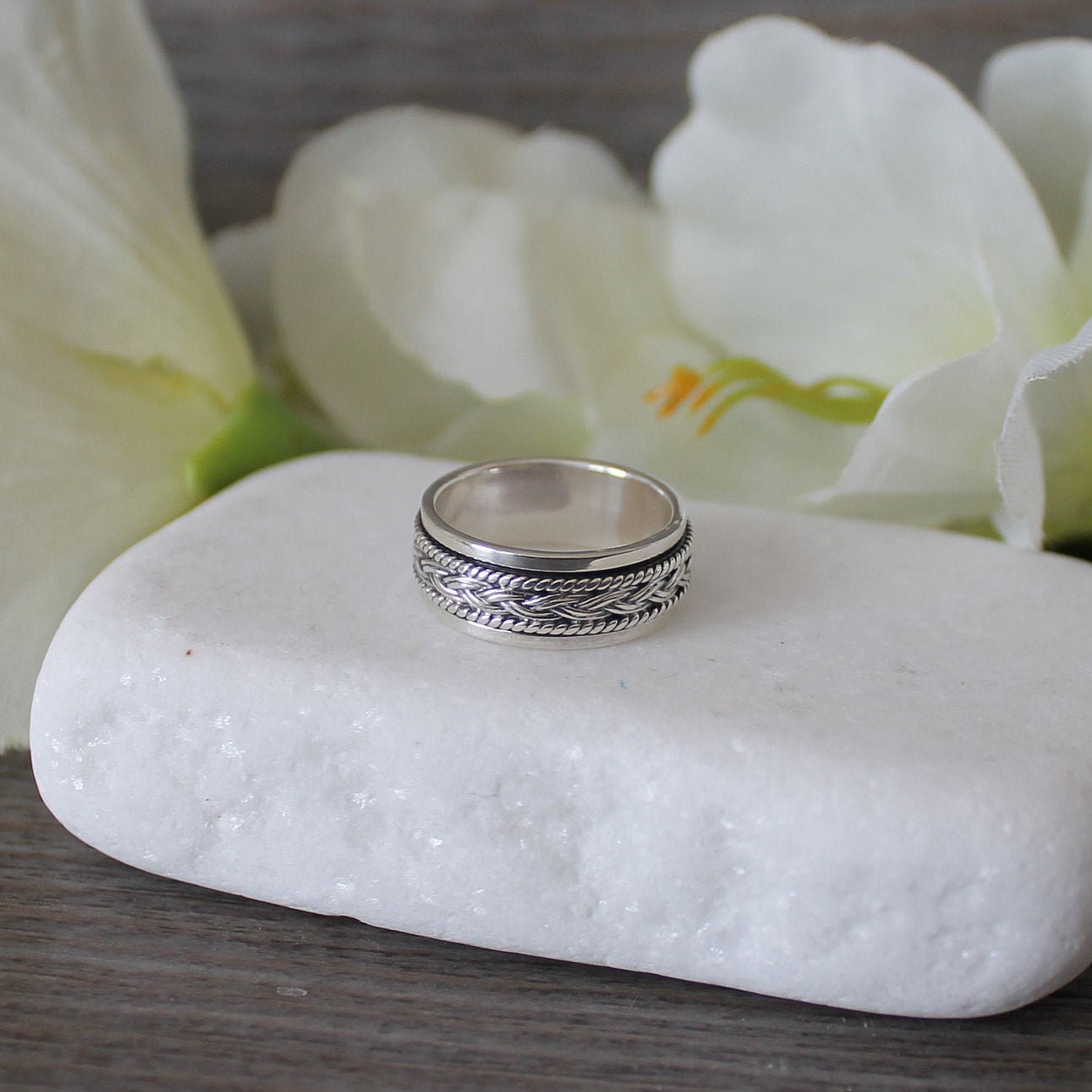 Sterling Silver Gimmel Ring With 14kt Rose Gold Heart