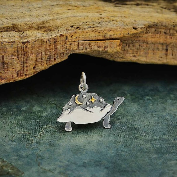 Sterling Silver Mountain/Gold Moon Necklace Sterling Silver Mountain/Gold Moon Necklace