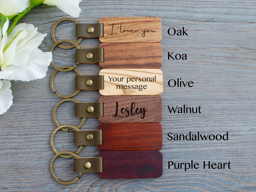 Personalized Wood Key Chain Custom Wood Key Chain Message - Etsy