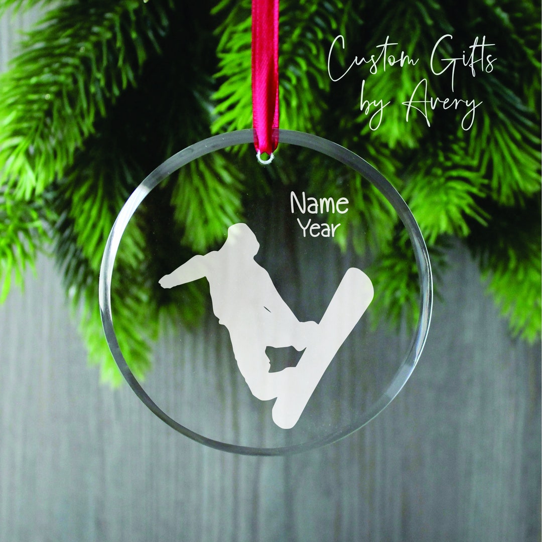 Personalized GLASS Snowboarder Ornament Round Glass Ornament Sun