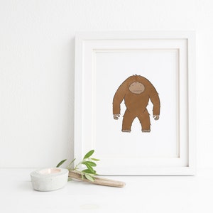 Yeti Bigfoot Illustration Art Print Set Of 2 Cute Mythical Etsy