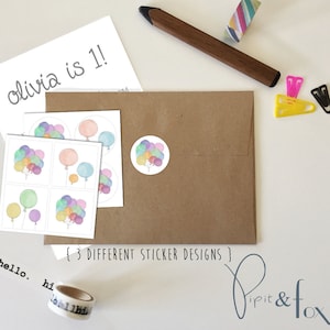 Colorful Balloons Birthday Party Favors - Custom Stickers for Kids, Perfect as Envelope Stickers, Envelope Seals and Birthday Labels