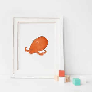Señor Octopus - Illustration Print, Nursery Art, Kid&#39;s Decor, Children&#39;s Bedroom, Ocean Sea Creature, Underwater Art, Bathroom Art, Oceanic