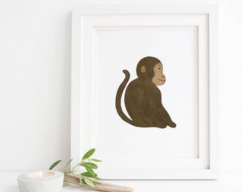 Cute Monkey Print - Monkey Art Print for Your Safari Nursery Art Print, Jungle Nursery Wall Decor, ou Zoo Animal Nursery Wall Art