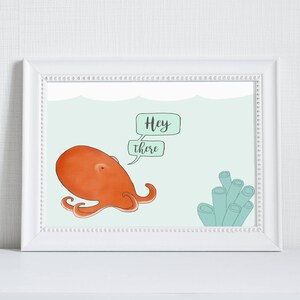Octopus Wall Art - Aquatic Art Print for Your Nautical Nursery Wall Decor, Aquatic Nursery, Sea Animal Nursery Decor, or Ocean Nursery Theme