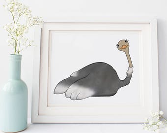 Ostrich Decor - Ostrich Art Print for Your Zoo Animal Nursery Wall Decor, Safari Nursery Decor, Nursery Wall Art, and Rustic Home Decor