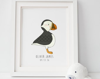 Puffin Nursery Art Print - Puffin Print for Your Baby Boy or Baby Girl Arctic Animal or Zoo Animal Nursery Wall Decor