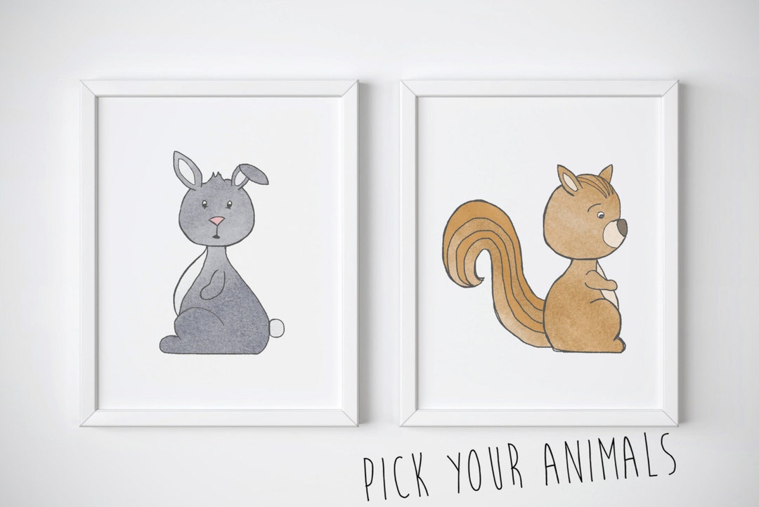 Woodland Nursery Art Print Set of 2 Forest Animals - Woodland Creatures ...