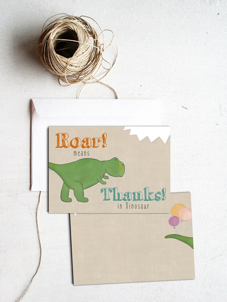 Dinosaur Birthday Thank You Cards Roar Means Thanks in Etsy