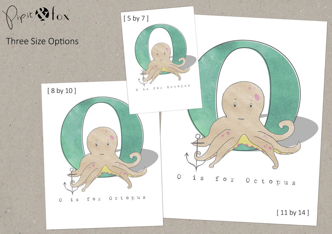 O is for Octopus Alphabet Illustration Print Nursery Art | Etsy