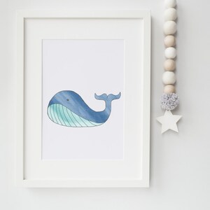 Nursery Whale Art Print Set of 3 Nautical Nursery Art featuring a Narwhal, Blue Whale Print and Baby Beluga for Your Ocean Nursery Decor image 3