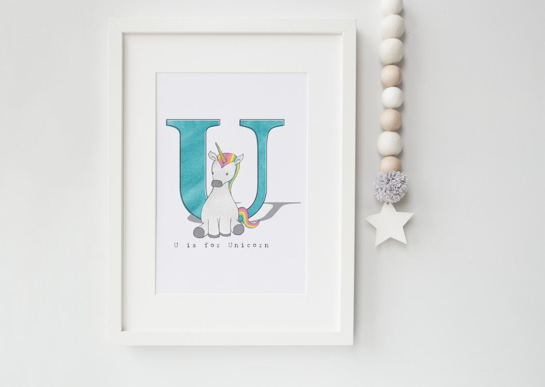 U is for Unicorn - Mythical Creature Nursery Alphabet Print for Your ...