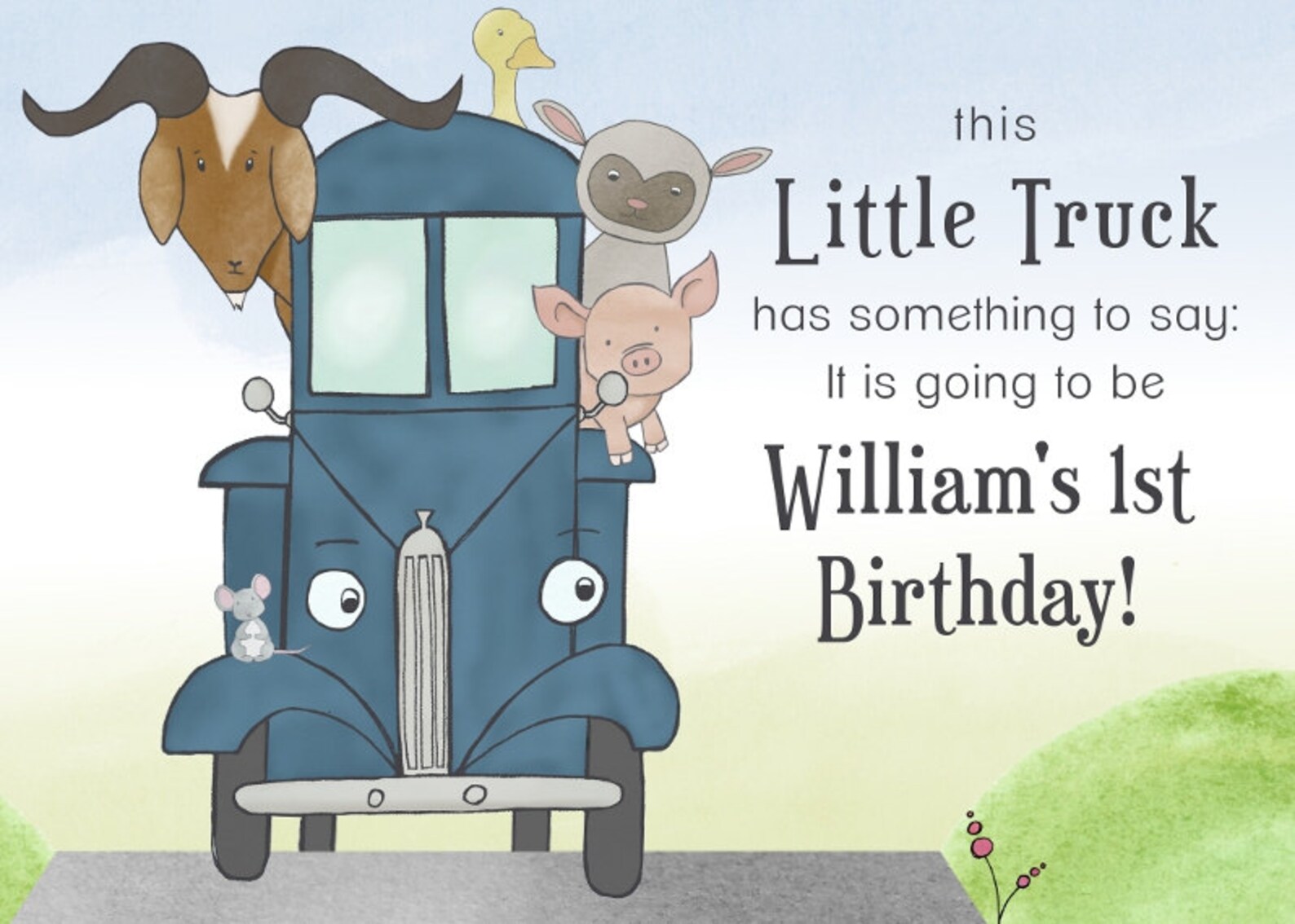 DIGITAL Little Blue Truck First Birthday Party Invitation - Etsy