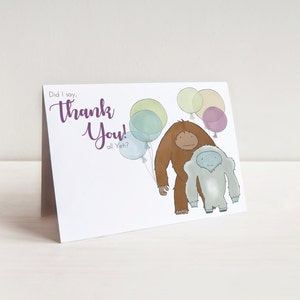 DIGITAL Yeti Thank You Note Cards - DIY imprimable 5x7 Notes for a Mythical Creature Baby Shower, Abominable Snowman Party ou Birthday Party