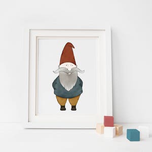 Gnome Kids Art - Whimsical Gnome Print for Your Mythical Creature Nursery Decor, Woodland Nursery Wall Art or Fairy Tail Nursery Art Print