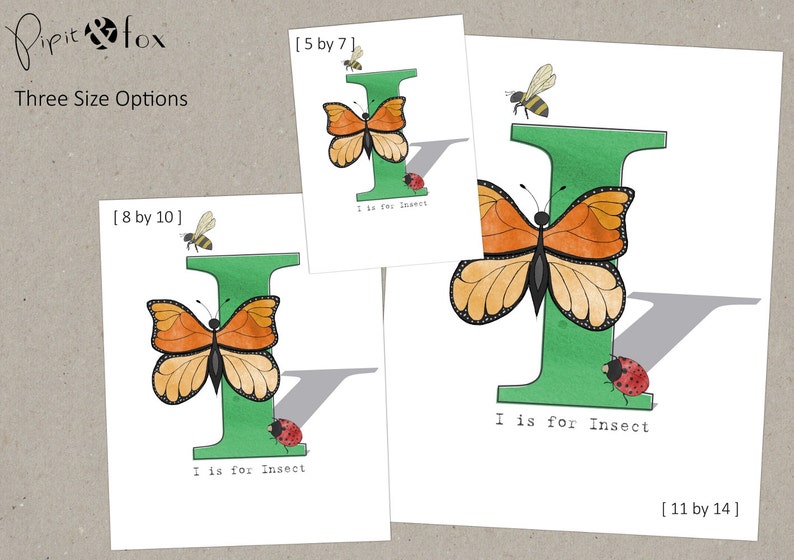 I is for Insects - Alphabet Illustration Print, Nursery Art, Kid's ...