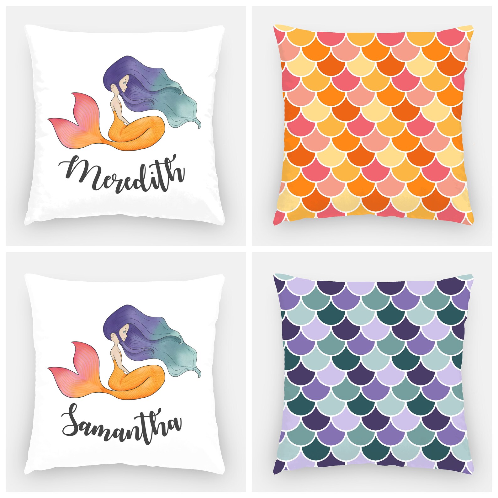 Mermaid Pillow Cover Original Whimsical Mermaid Art Etsy