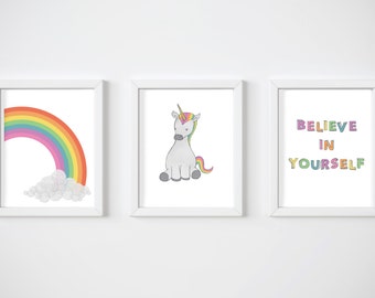 Unicorn Nursery Decor - Nursery Unicorn Wall Art, Mythical Creature Art Print for Unicorn Gift, Unicorn Girl Nursery, and Unicorn Wall Art