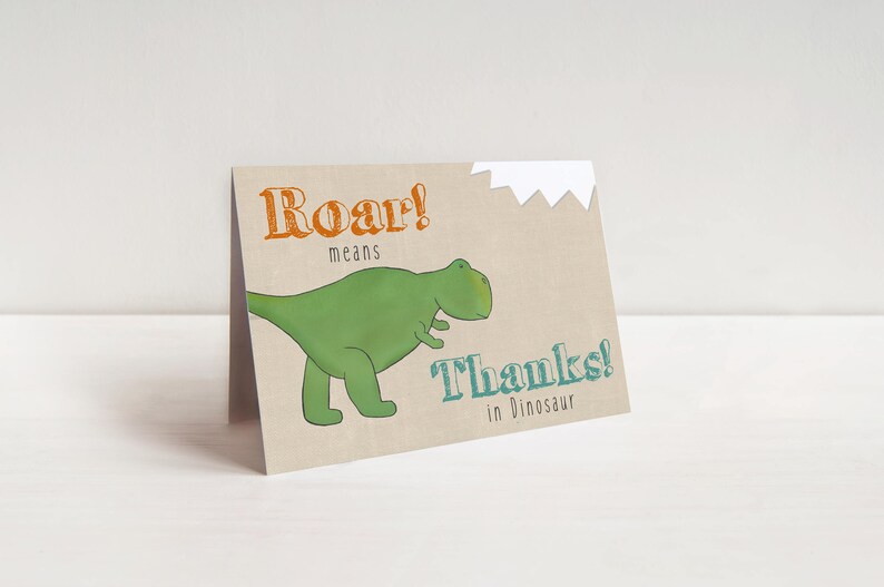 Dinosaur Birthday Thank You Cards Roar Means Thanks in Etsy