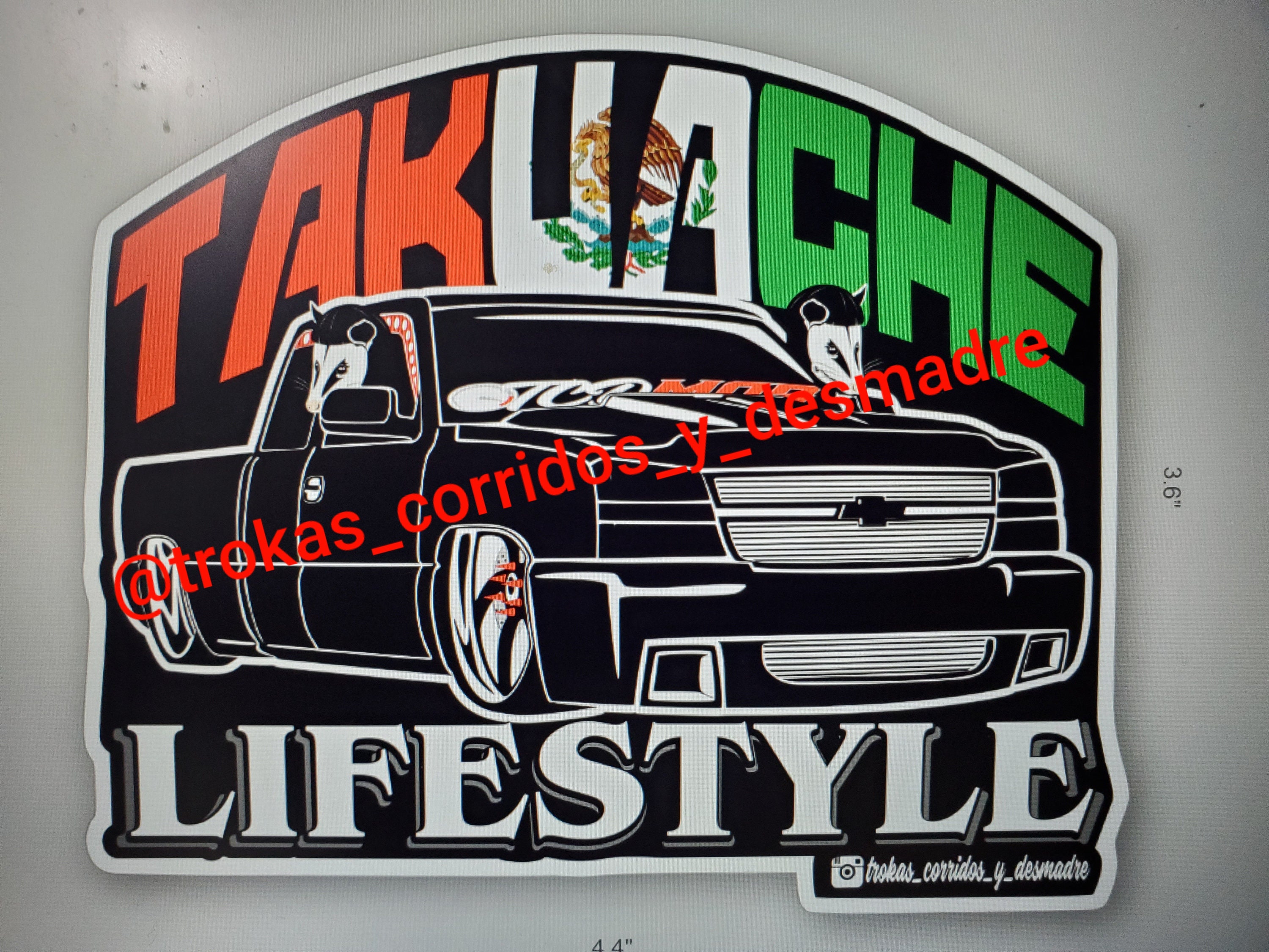 Mex Takuache Lifestyle sticker, bumper sticker, car window, truck