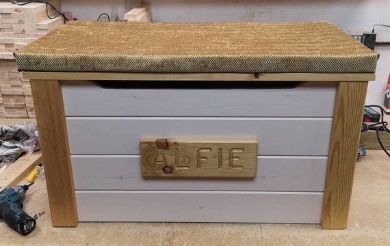 Personalised Handmade Toy Box Storage Chest Padded Seat Solid Etsy