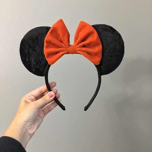 Velvet Halloween Disney Ears Mickey Minnie Mouse Headband