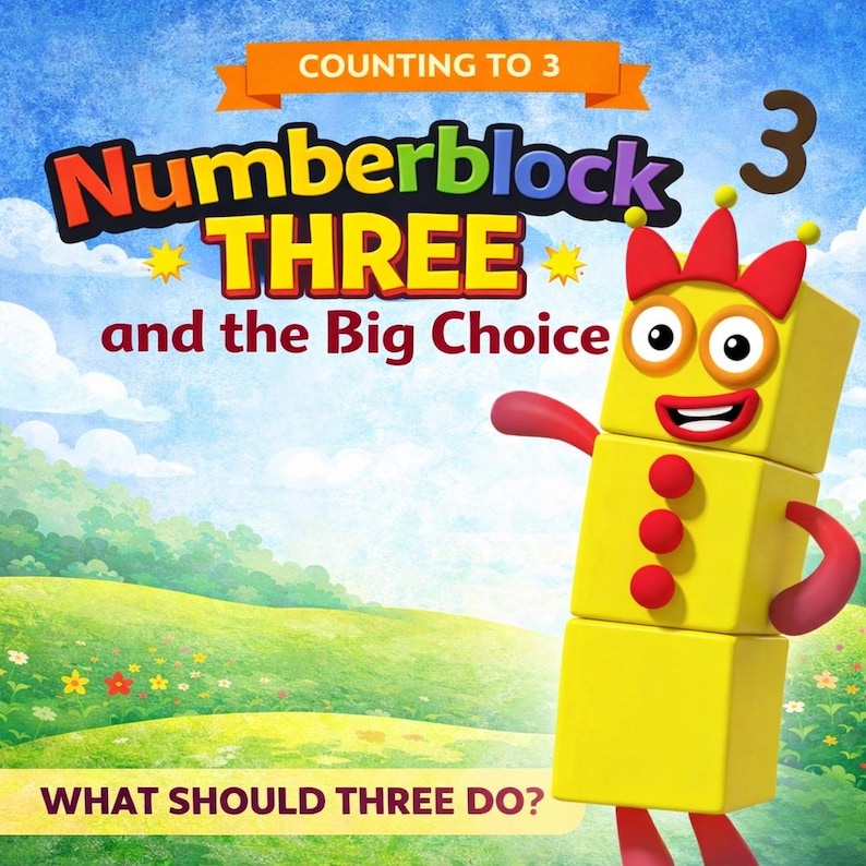 Numberblock Three Printable Book & Worksheet - Etsy
