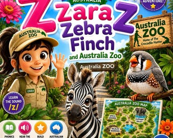 A Aventura Divertida de Zara, a Zebra Diamante, no Zoológico - Livro de Histórias com a Letra Z para Alfabetização Fonética