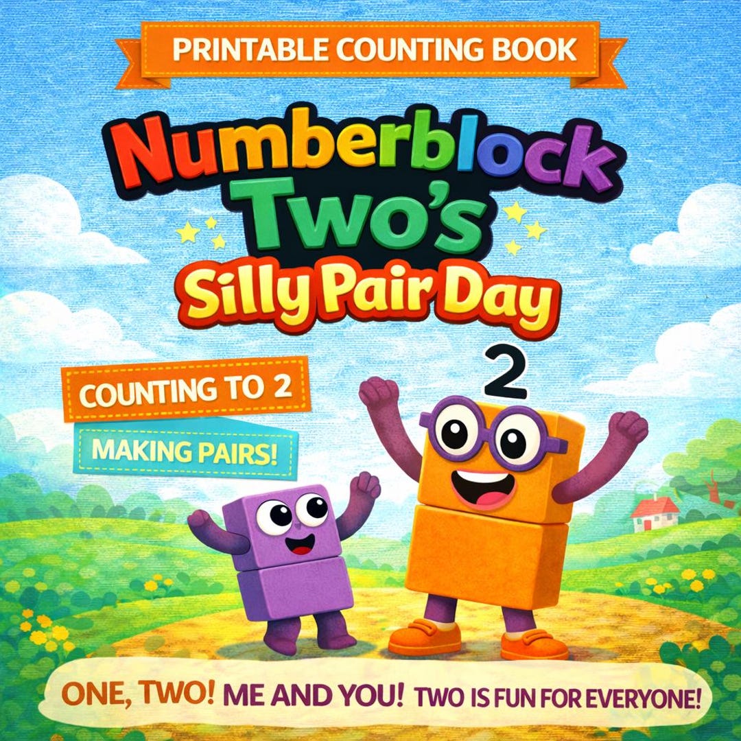 Number Blocks 2 Pattern Numberblock Two โ Pairs Are Best! Printable Counting Book PLUS Free ...