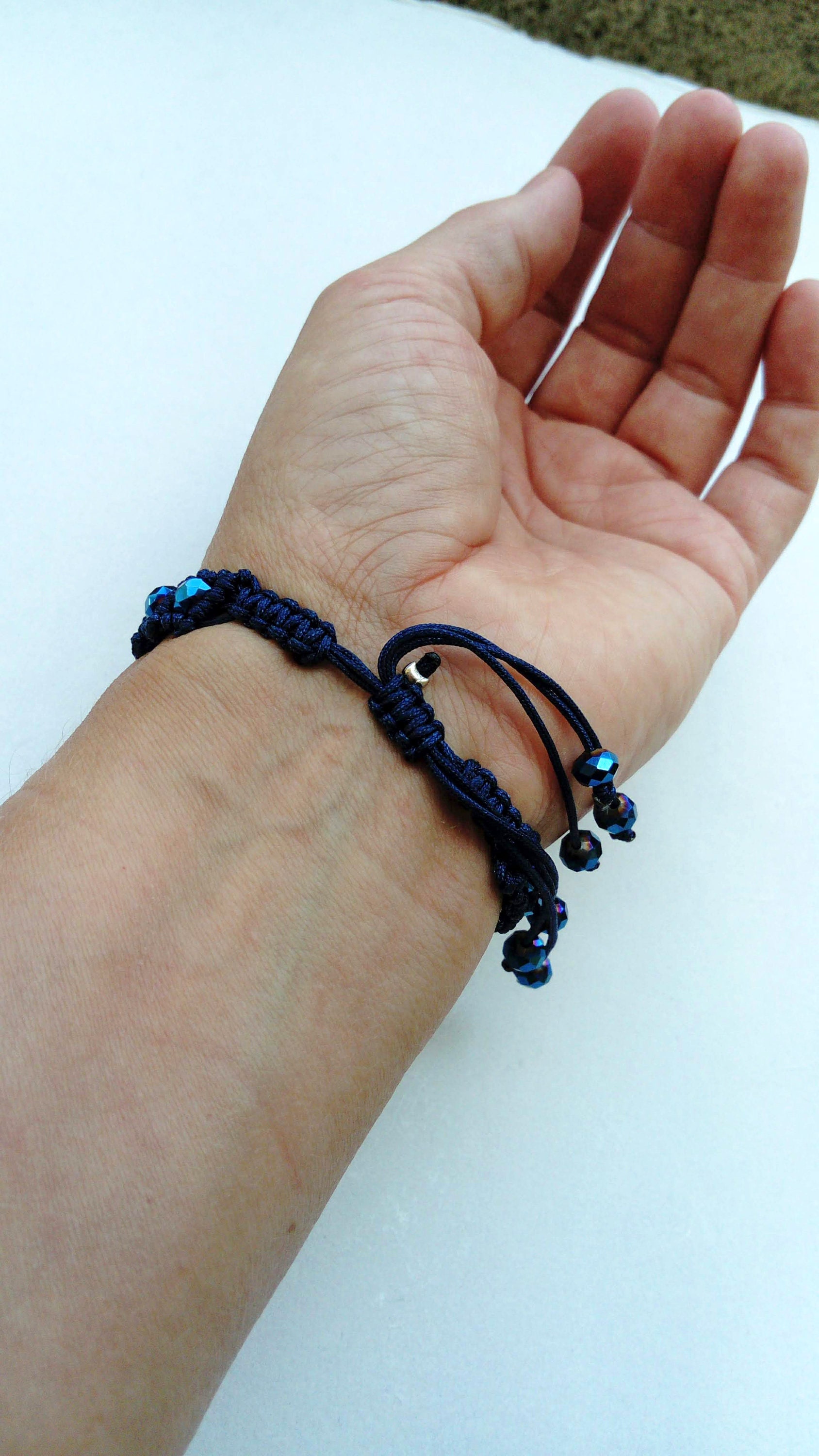 Friendship custom bracelet for women Boho Blue beaded Macrame | Etsy