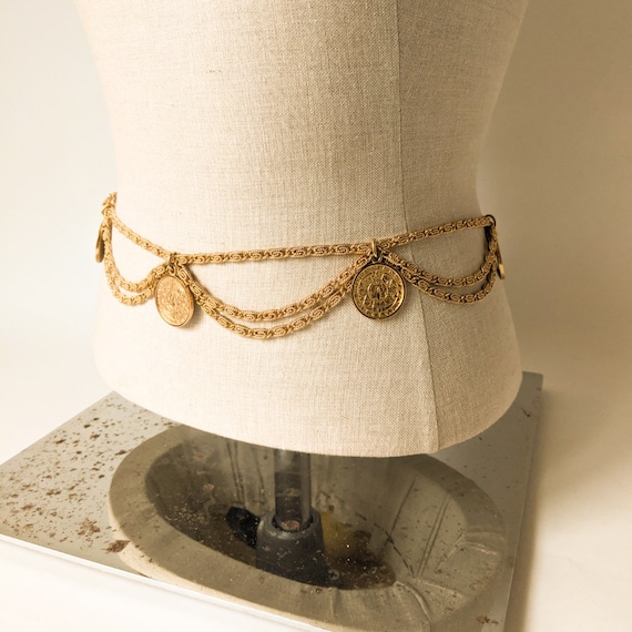 Vintage Egyptian Revival Gold Belt | Adjustable Go