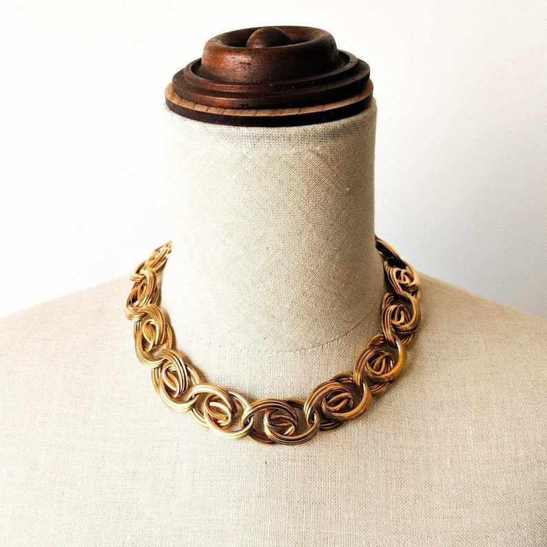 Vintage Gold Chain Statement Necklace