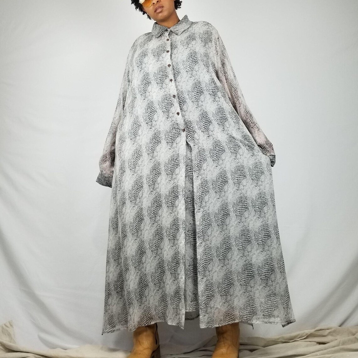 Plus Size Vintage DRESS DUSTER Set Silk Flowy Summer Wedding Etsy