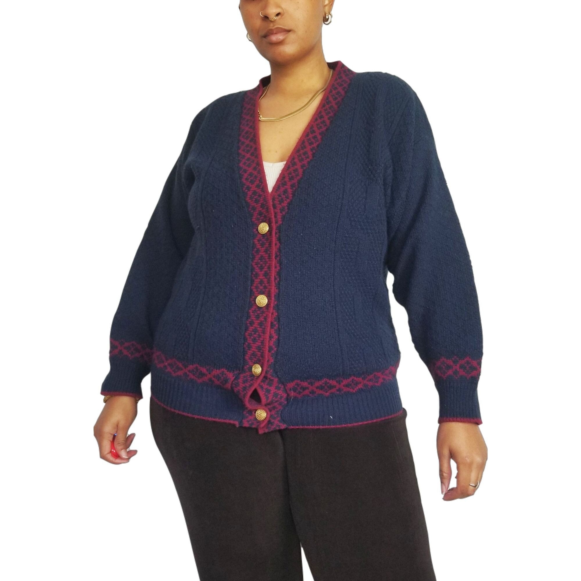Red Button Down Cardigan Sweater 